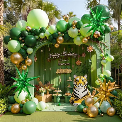 KARLURE Green and Gold Balloon Arch Kit Garland - Image 7