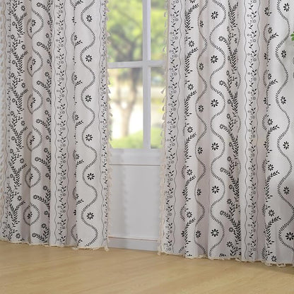 Schweek Boho Tassels Curtain 63 Inches Long 2 Panels - Image 2