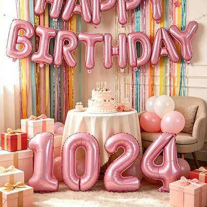 2 Set 20 Pcs Number Balloons 16 Inch Baby Pink 0-9 Number Mylar Foil Balloons - Image 6