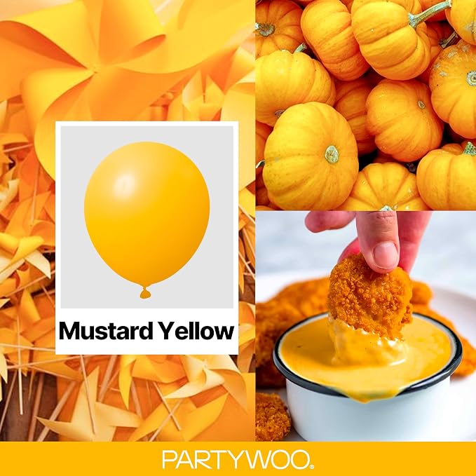 PartyWoo Yellow Mustard Yellow Balloons 100pcs Different Sizes | Balloons - Image 2