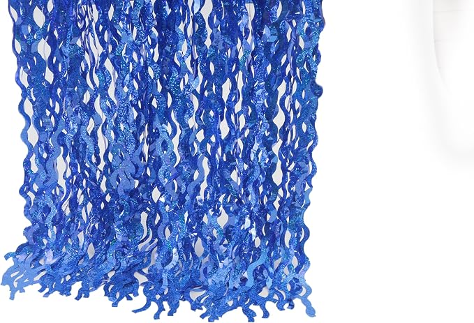 4 Pack 3.3 ft x 6.6 Wavy Sparkle Dark Blue Foil Fringe Backdrop Curtain - Image 8