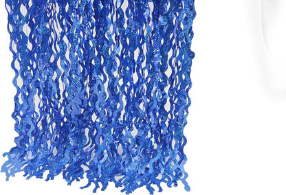 4 Pack 3.3 ft x 6.6 Wavy Sparkle Dark Blue Foil Fringe Backdrop Curtain - Image 8