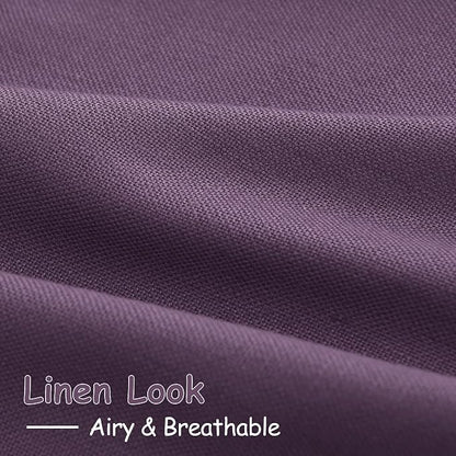 Plum Linen Curtains 84 Inch Length 2 Panels Set - Image 5