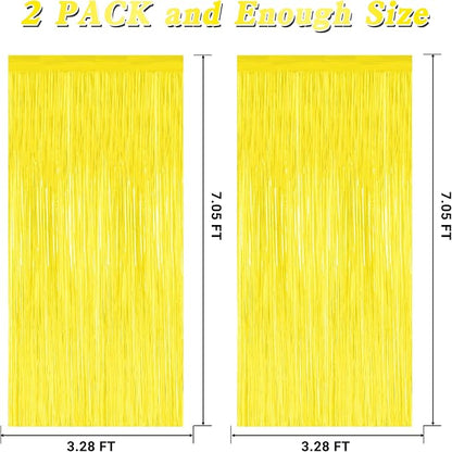ZATAYE 2 Pack Yellow Foil Curtain Streamer Decorations | Yellow, Metallic Foil - Image 2