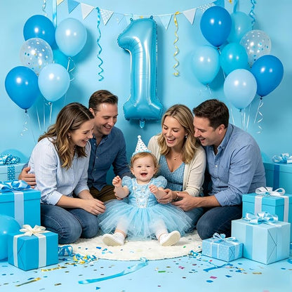 40 Inch Light Blue Number 1 Balloon | 1 Birthday Balloon - Image 4