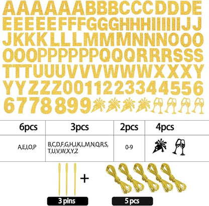 129Pcs DIY Custom Letter Banner Glitter Customizable Banner Kit 0-9 Numbers DIY - Image 2