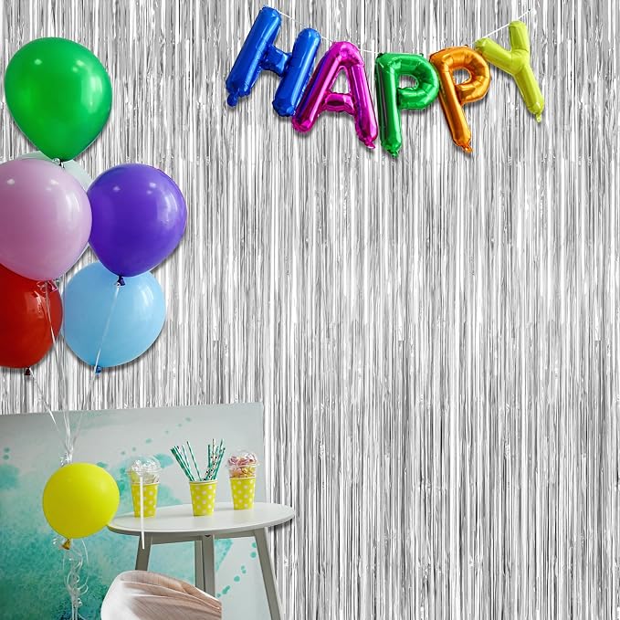12 Pack Silver Backdrop. 3.28 FT x 7.05 FT Birthday Decorations, Metallic - Image 7