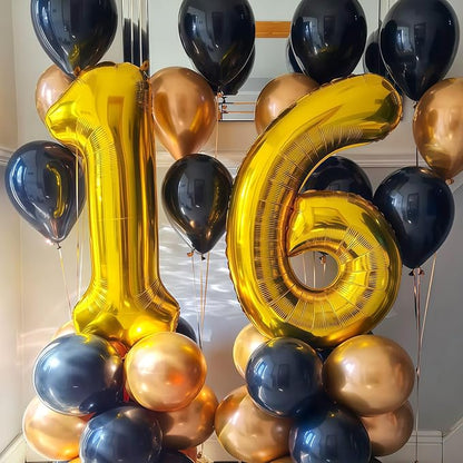 Gold 18 Balloon Number, 40 Inch Number 18 Balloon Large Gold Foil Mylar Helium - Image 5