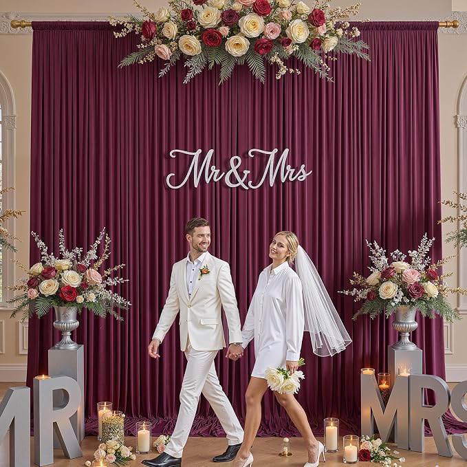 12ft x 10ft Burgundy Backdrop Curtains - Image 5