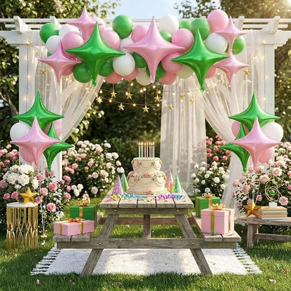 Green Pink Star Balloons, 26 Inch and 10 Inch Pink Stars Shaped Balloon - Image 5