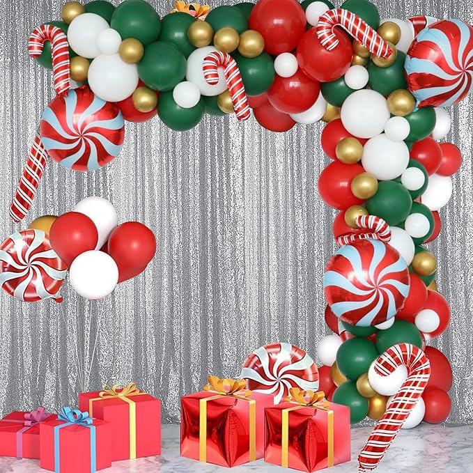 Sugargirl Silver Sequin Backdrop Curtain 4 Panels 2FTx8FT Glitter Silver - Image 2