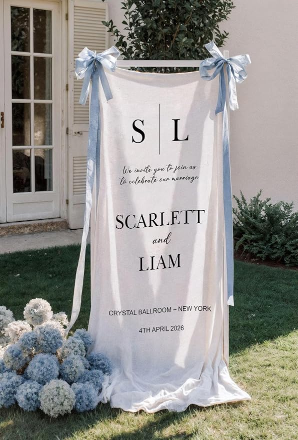 Personalized Wedding Welcome Banner Linen Fabric - Image 2