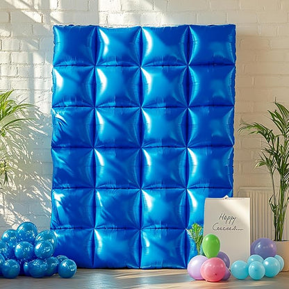 NISOCY 36PCS Metallic Blue Square Foil Balloons Wall Backdrop | Double Sided - Image 5
