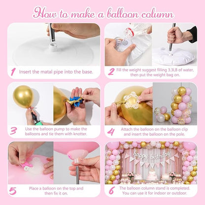 Pink Gold Confetti Balloon Column Stand Kit of 2 - Image 4