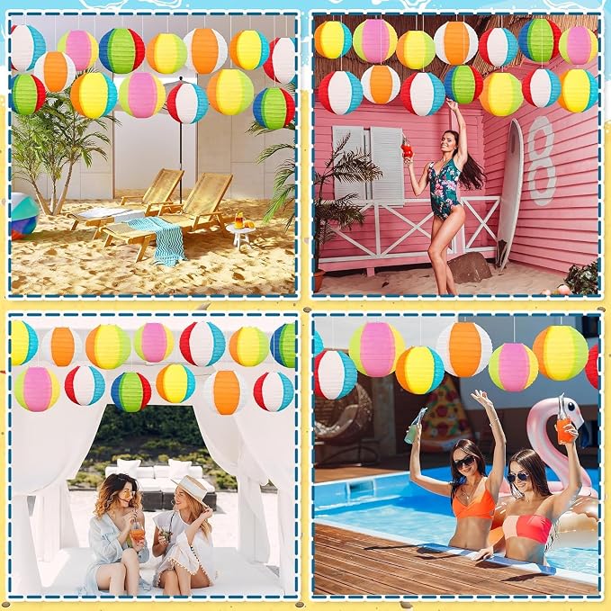 ‎Renbuzhu 45PCS Pool Party Decorations Beach Ball Paper Lanterns Bulk - Image 2