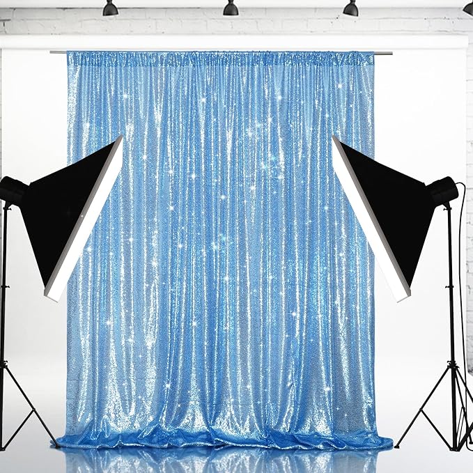 Eternal Beauty Baby Blue 3mm Sequin Backdrop 10x10 Ft - Image 2