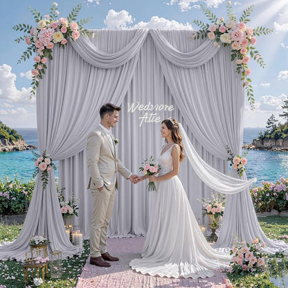 20 ft x 10 ft Wrinkle Free Silver Backdrop Curtain - Image 9