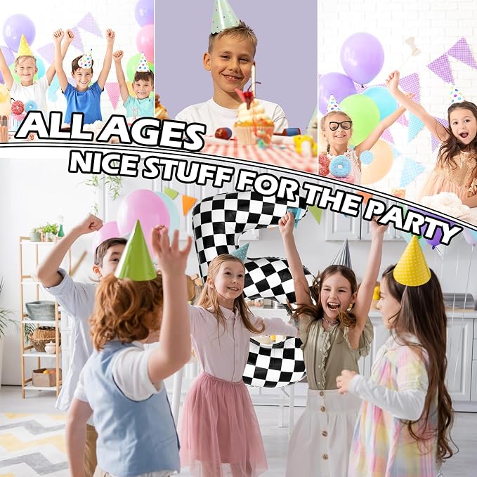 40 Inch Checkered 5 Balloons, Boys Girls Racing Car Track Theme Supplies - Image 7