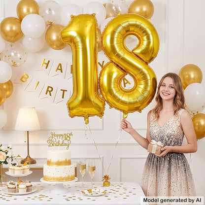 40 Inch Gold Number 18 Foil Balloon - Image 4