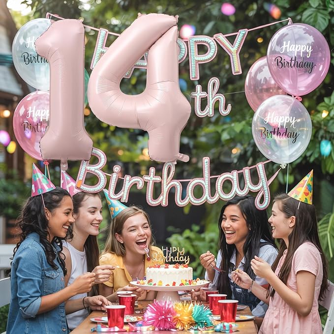 Light Pink 14th Birthday Balloon - Image 3