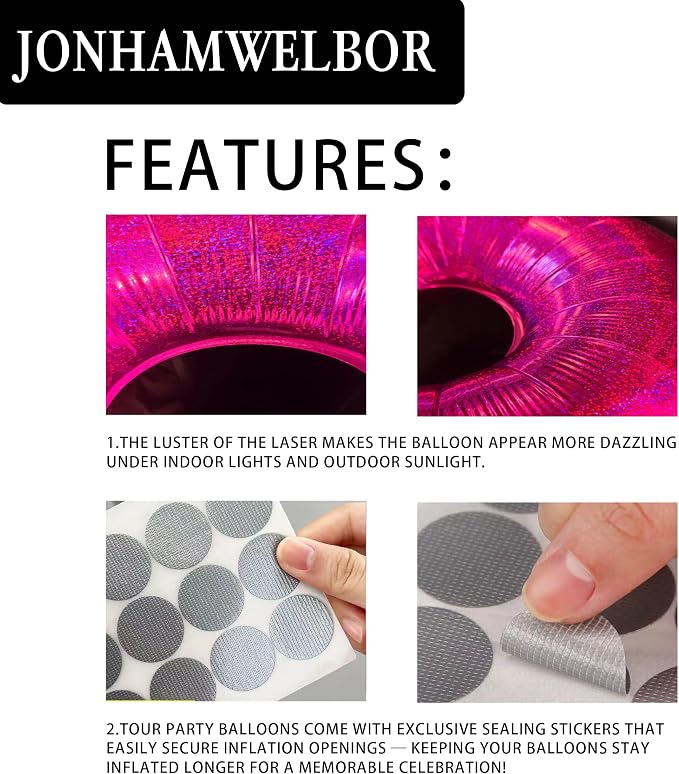 Jonhamwelbor 40 Inch Laser Hot Pink Number 3 Balloon Foil Mylar Giant Balloon - Image 4