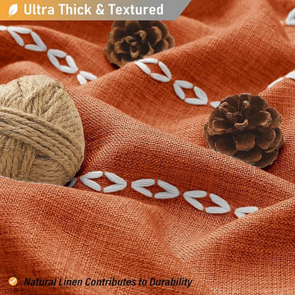 72x84 Long Farmhouse Linen Heavy Duty Shower Curtain Set, Burnt Orange | Tall - Image 2