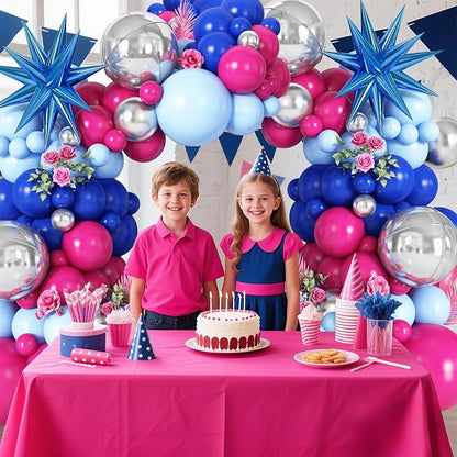 Royal Blue Hot Pink Balloon Arch Garland Kit - Image 3