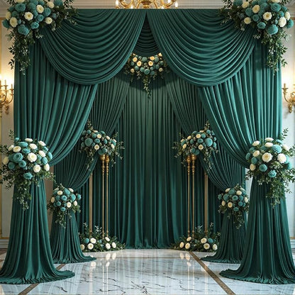 4 Panels Hunter Green Backdrop Curtains - Image 3
