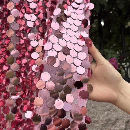 Hot Pink Sequin Backdrop, 4 * 10ft Pack of 2 | 18MM Large Sequins, Glitter - Image 7