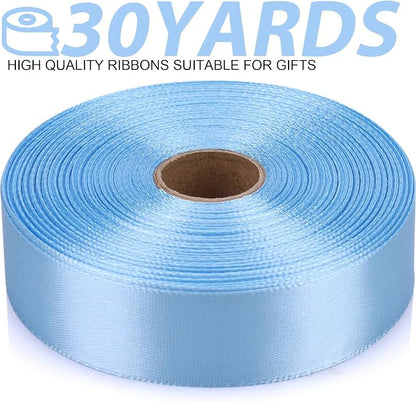 7/8 Inch 30 Yards Sky Blue Satin Craft Ribbon-Single Face Polyester Ribbon - Image 2