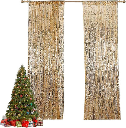 HH 9x8FT Gold Big Sequin Backdrop Curtains, Shimmer Payette Sequin Backdrop - Image 5