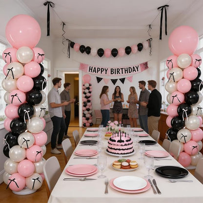 Pink Black Balloon Column Stand Set of 2 - Image 2