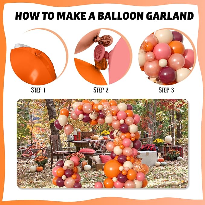 Fall Balloon Arch Kit, Autumn Birthday Party Decor Terracotta Orange Dusty Pink - Image 7