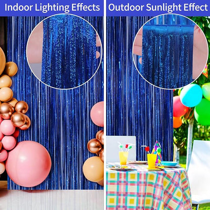 Picoway 4 Pack Foil Fringe Tinsel Backdrop Curtains, Birthday Engagement - Image 3
