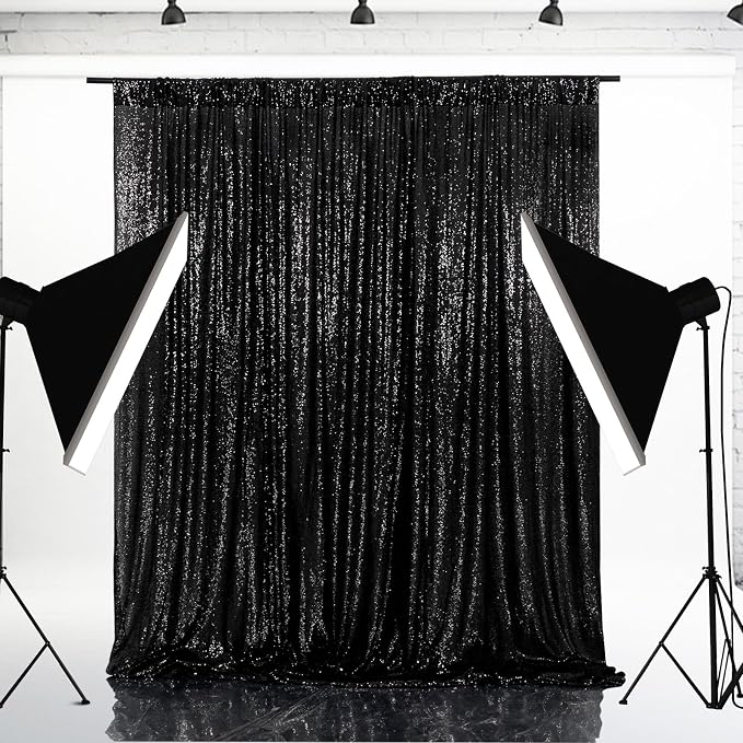 Eternal Beauty Black 3mm Sequin Backdrop 8x8 Ft - Image 3