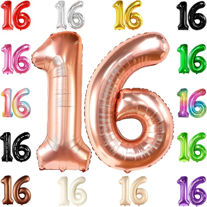 KatchOn Rose Gold 16 Balloon Numbers 40 Inch | Foil Balloon by KatchOn