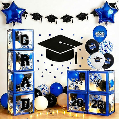 2026 Graduation Decorations Include String LED, Glitter Banner, 4 Blue Balloon - Image 8