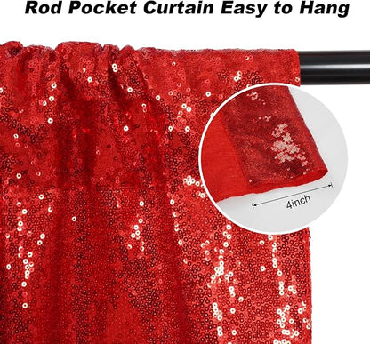 Juya Delight Red Sequin Backdrop Curtain, Non-Transparent Sequin Photography - Image 3