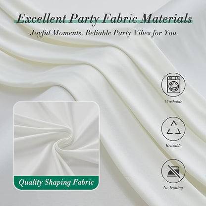 40 ft x 10 ft Wrinkle Free Ivory Backdrop Curtain - Image 6