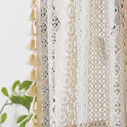 Sutuo Home Beige Boho Lace Short Curtain - Image 3