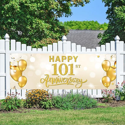 WeBenison Large Happy101st Anniversary Banner Anniversary Garden Backdrop - Image 4
