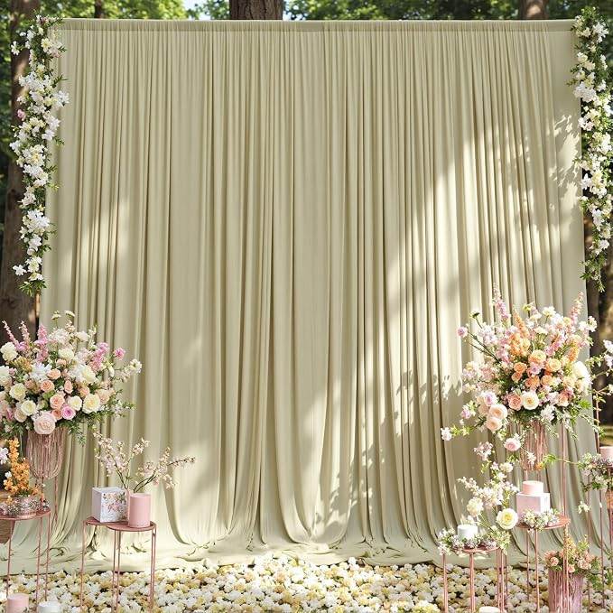 10 ft x 10 ft Wrinkle Free Light Green Backdrop Curtain by Outpain