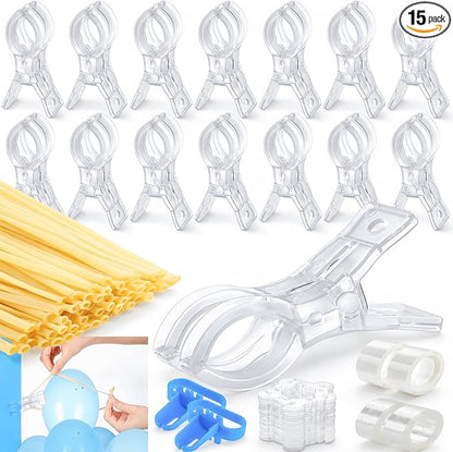 15 Pack Balloon Arch Clips, 3.5" Clear Spring Clamps by Zanzpc