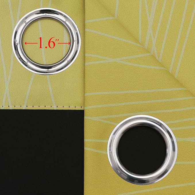 Yellow and Greyish White Gradient Blackout Curtains, Thermal Insulated Ombre - Image 7