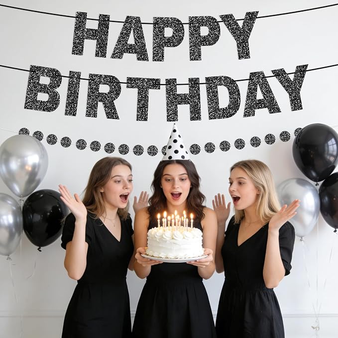 Alynta Happy Birthday Banner Pre-Strung Glitter Birthday Party Decorations | NO - Image 5