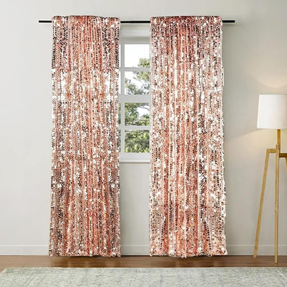 Big Sequin Rose Gold Drapes Curtains Panels Payette Sequin Backdrop Curtains - Image 4