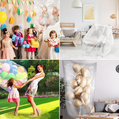 6 Pack Large Balloon Storage Bags 98"x59" Clear Carrying - Image 5
