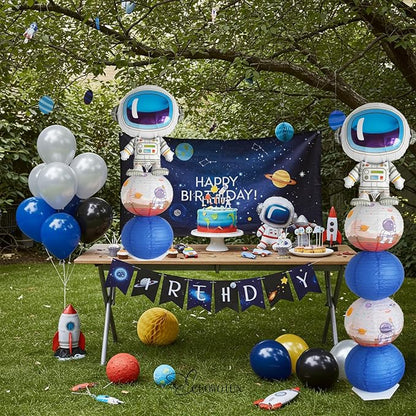 Astronaut Balloon Stand & Paper Lantern 2 Sets 5.9ft Telescopic Space Party | - Image 5