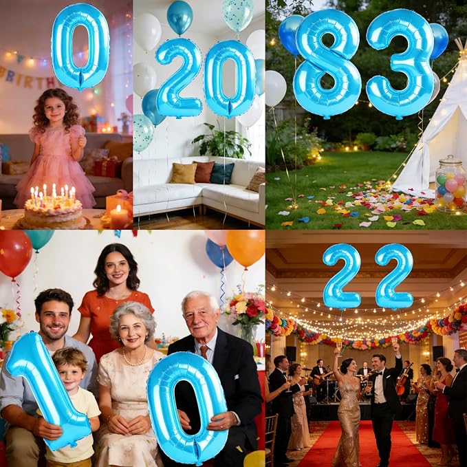 40 Inch Number 83 Balloons for 83rd Birthday Party Decorations, 0-100 Jewelry - Image 7