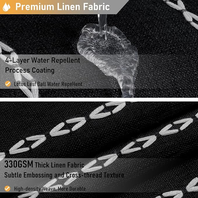 48 x 72 Boho Linen Heavy Duty Cloth Shower Curtain Set, 330GSM Linen Blend - Image 4